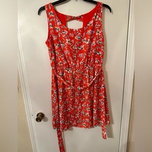 Orange floral sleeveless dress